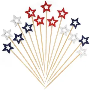 Minisland red, white, and blue star cocktail picks in a charcuterie board
