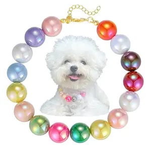 Kepudengen Colorful Beaded Pet Necklace with candy-colored beads