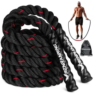 3 pound weighted jump rope with nylon weave and rubber grips for fitness training