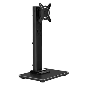 SUPTEK single monitor stand with wooden base holding a 43-inch monitor