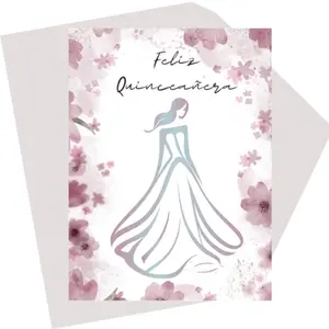 Purple pink quinceanera card with Spanish message
