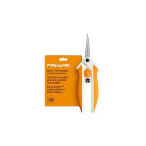Fiskars micro‑tip scissors with spring‑assisted handle