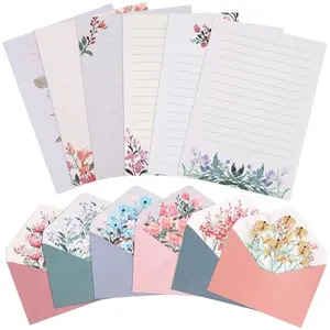 KSIWRE floral stationery set with 6 styles and lined writing paper