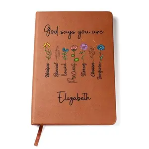 Hilis personalized vegan leather brown prayer journal with custom name engraved