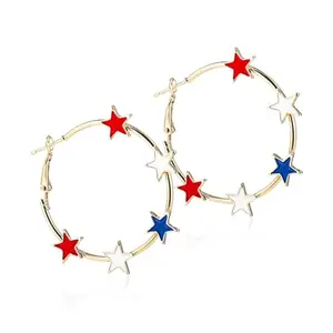 Large gold-tone star-shaped hoop earrings