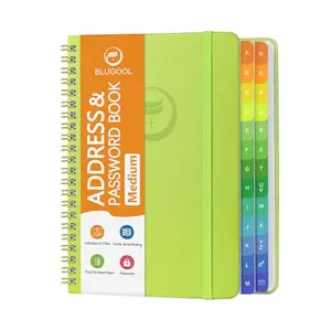 Blugool address book in grass green with leather hardcover