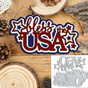 Yeyert 'July Bless the USA' star letter word metal cutting die for patriotic crafts
