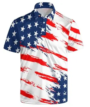 PZTZH Men's American Flag Golf Polo Shirt with moisture wicking