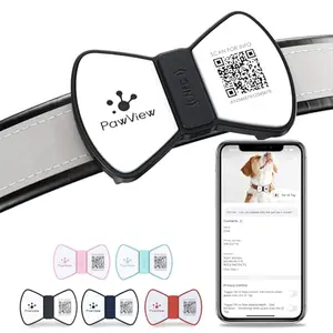 PawView black silicone smart QR code pet tag