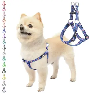 PUPTECK American flag step-in dog harness with metal ID tag on a medium-sized dog