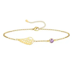 Sistble birthstone bracelet with angel wing charm for widow
