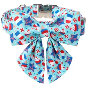 Maca Bates 4th of July Dog Collar with Sailor Bow