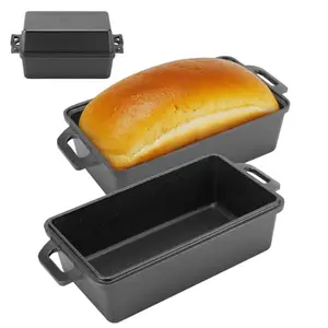 Northriver Casting 95 Inch Cast Iron Loaf Pan with Lid black rectangular