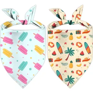QIRUIMI Hawaiian print blue and yellow dog bandana