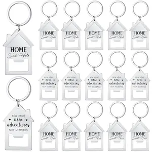 Set of 15 stainless steel house-shaped bottle opener keychains for real estate agent gifts