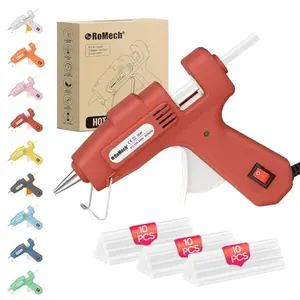 ROMECH 20W Mini Hot Glue Gun in red with 30 glue sticks for crafts