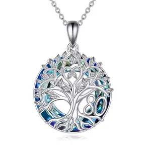 CRMAD tree of life blue crystal 80th birthday necklace