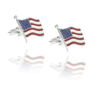Mheijo American flag cufflinks in stainless steel with gift box