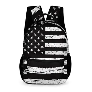 GNEW black and white American flag backpack for kids