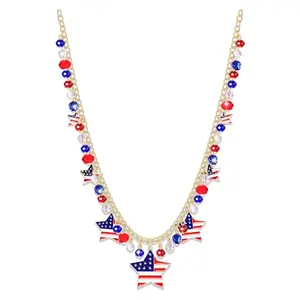 boderier star beaded charm necklace with red white blue beads and star pendant
