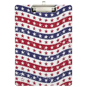 PEYSTEAN USA Patriotic American Flag Acrylic Clipboard with silver clip