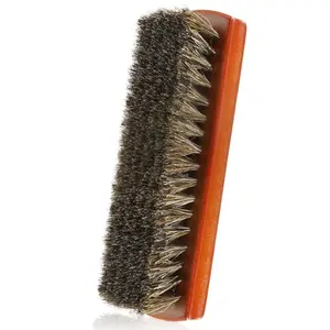 Single horsehair shoe brush with wooden handle