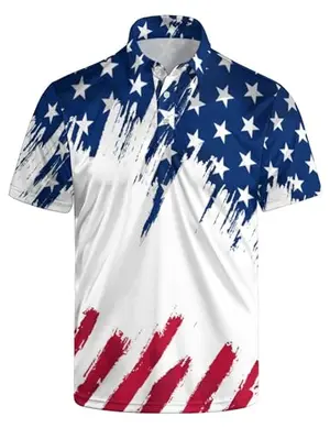HUURAY Men's Funny Patriotic Golf Polo Shirts
