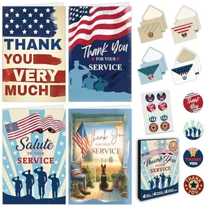Decorably 8 pack premium veteran thank you cards with envelopes and stickers