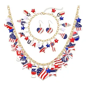 ARATLENCH charm necklace, bracelet, and earrings featuring star, flag, ice cream, and butterfly designs