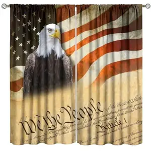 Nanacur American flag curtains with bald eagle and vintage USA flag print