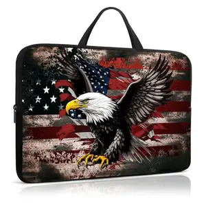 American flag eagle laptop sleeve by Qindaiwen