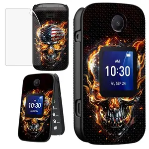Bold skull and American Flag case for Alcatel Go Flip 4