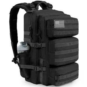 kookoomia 50L Large Military Tactical Backpack with flag patch and bottle holders