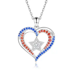 Sariel sterling silver American flag pendant necklace
