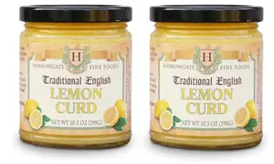 Two jars of Harrowgate Traditional Lemon Curd side by side