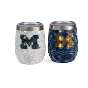 The Memory Company bling stemless wine tumblers set of two University of Michigan