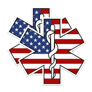 Two pack of EMS star of life American flag vinyl stickers