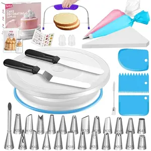 Syntus cake decorating kit with turntable and 24 piping tips