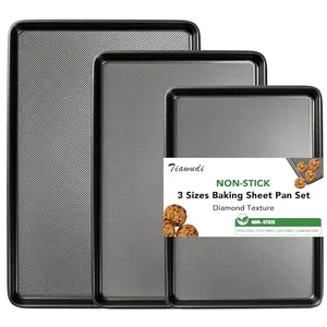 Tiawudi set of three heavy-duty carbon steel baking sheets with diamond texture