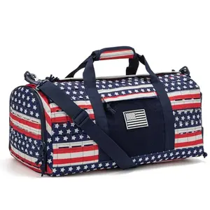QT&QY 40L Military Tactical Duffel Bag with Star Spangled design and US flag patch