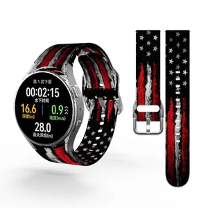 FJyuanqi red black American flag silicone sport band