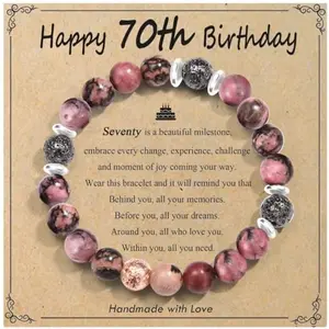 Colorful natural stone bead bracelet with an adjustable sliding knot