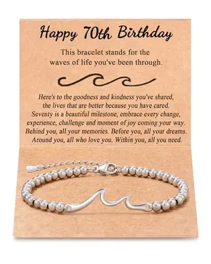 Stainless steel bracelet with a delicate wave charm and extension chain