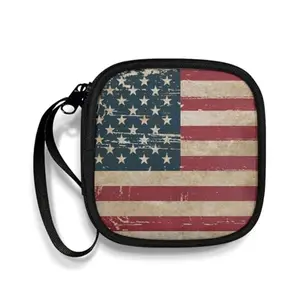 Puganiruo American flag soft earbuds case with handle