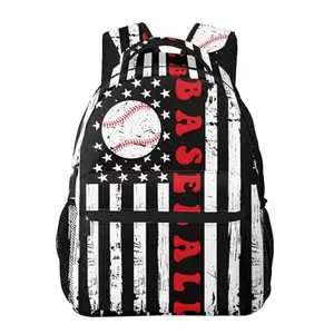 HKHEHOP vintage baseball flag backpack with foam padded straps