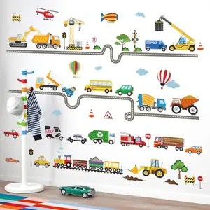 decalmile Car Road Wall Stickers for kids playroom
