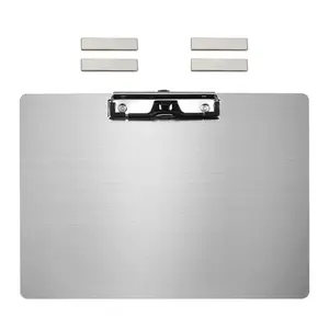Banjiang stainless steel magnetic clipboard on a refrigerator holding a recipe
