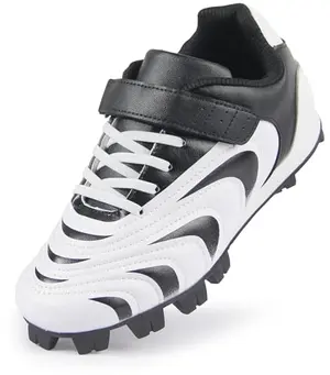CAMVAVSR black kids baseball cleats with hook and loop strap