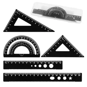 Styquenzer 5-piece metal geometry set with black rulers