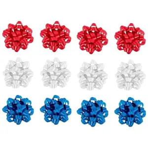 PMU confetti patriotic gift bows with star-shaped confetti details